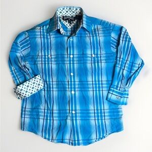 Kids Panhandle Western Blue Plaid Pearl Snap Shirt size S/6